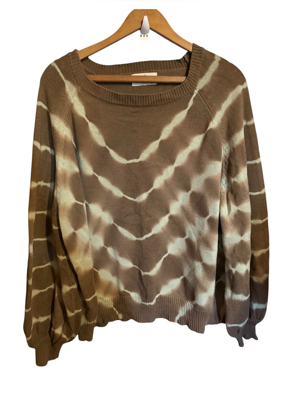 R2 Brown & Cream Tie-Dye Crewneck Sweater